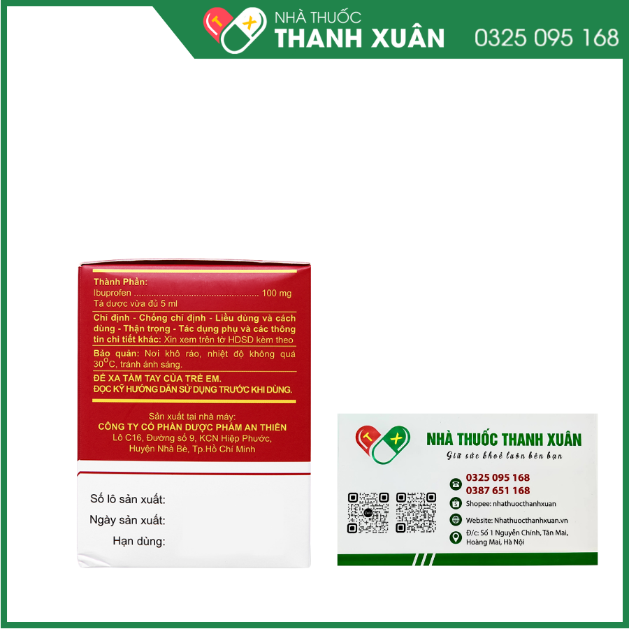 Siro A.T Ibuprofen 100 mg giảm đau, chống viêm và hạ sốt ở trẻ em